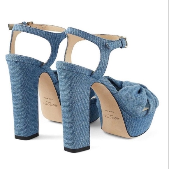 Jimmy Choo Heloise Denim Platform Heel Sandals - Picture 4 of 11